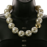 Mi Amore Adjustable Beaded-Necklace White/Gold-Tone