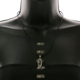 Mi Amore Dragon Surf Board Adjustable Pendant-Necklace Black & Silver-Tone