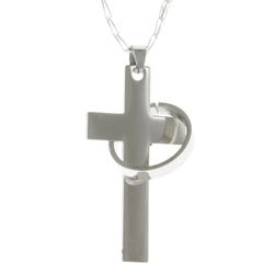 Mi Amore Cross Ring Pendant-Necklace Silver-Tone