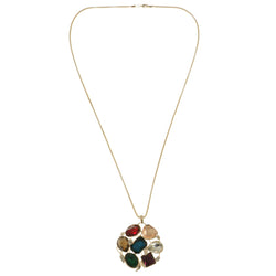 Mi Amore Heart Leaves Pendant-Necklace Multicolor & Gold-Tone