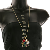 Mi Amore Heart Leaves Pendant-Necklace Multicolor & Gold-Tone