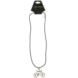 Mi Amore Bicycle Adjustable Pendant-Necklace Black & Silver-Tone