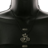 Mi Amore Bicycle Adjustable Pendant-Necklace Black & Silver-Tone