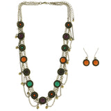 Mi Amore Adjustable Necklace-Earring-Set Multicolor/Gold-Tone