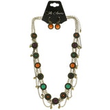 Mi Amore Adjustable Necklace-Earring-Set Multicolor/Gold-Tone