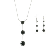 Mi Amore Adjustable Necklace-Earring-Set Silver-Tone/Black