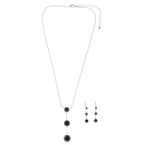 Mi Amore Adjustable Necklace-Earring-Set Silver-Tone/Black