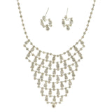 Mi Amore Adjustable Necklace-Earring-Set Silver-Tone