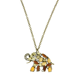 Mi Amore Elephant Adjustable Pendant-Necklace Multicolor & Gold-Tone