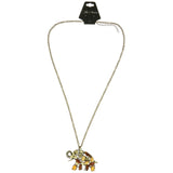 Mi Amore Elephant Adjustable Pendant-Necklace Multicolor & Gold-Tone