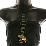 Mi Amore Elephant Adjustable Pendant-Necklace Multicolor & Gold-Tone