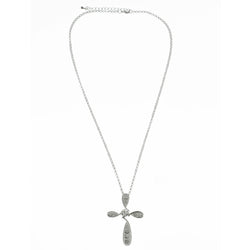 Mi Amore Cross Adjustable Pendant-Necklace Silver-Tone