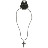 Mi Amore Cross Adjustable Pendant-Necklace Black & Silver-Tone