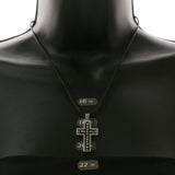 Mi Amore Cross Adjustable Pendant-Necklace Black & Silver-Tone