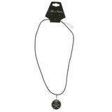 Mi Amore Skull and Crossbones Adjustable Pendant-Necklace Black & Silver-Tone