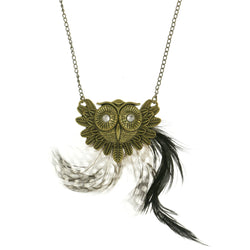 Mi Amore Owl Feathers Pendant-Necklace Multicolor & Gold-Tone