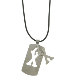Mi Amore X Adjustable Pendant-Necklace Black & Silver-Tone