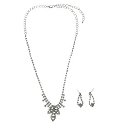 Mi Amore Adjustable Necklace-Earring-Set Silver-Tone