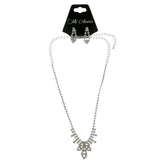 Mi Amore Adjustable Necklace-Earring-Set Silver-Tone