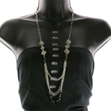 Mi Amore Adjustable Long-Necklace Silver-Tone/Black
