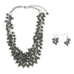 Mi Amore Adjustable Necklace-Earring-Set Dark-Silver