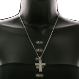 Mi Amore Cross Pendant-Necklace Silver-Tone