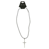 Mi Amore Crucifix Adjustable Pendant-Necklace Black & Silver-Tone