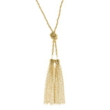 Mi Amore Tassels Adjustable Long-Necklace Gold-Tone