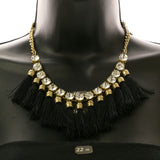 Mi Amore Tassels Adjustable Fashion-Necklace Gold-Tone & Black