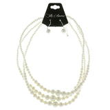 Mi Amore Adjustable Beaded-Necklace White/Silver-Tone