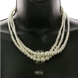 Mi Amore Adjustable Beaded-Necklace White/Silver-Tone