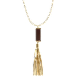 Mi Amore Tassels Adjustable Long-Necklace Gold-Tone & Purple