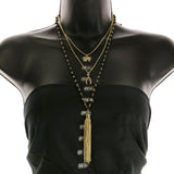 Mi Amore Elephant Wishbone Adjustable Layered-Necklace Gold-Tone & Black