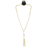 Mi Amore Tassels Long-Necklace Gold-Tone/White