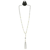 Mi Amore Tassels Long-Necklace Silver-Tone/White