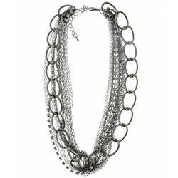 Mi Amore Adjustable Layered-Necklace Silver-Tone
