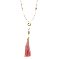 Mi Amore Tassel Long-Necklace Pink/Gold-Tone