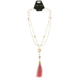 Mi Amore Tassel Long-Necklace Pink/Gold-Tone