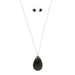 Mi Amore Adjustable Necklace-Earring-Set Black/Silver-Tone