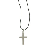 Mi Amore Cross Adjustable Pendant-Necklace Silver-Tone & Black