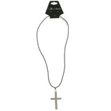 Mi Amore Cross Adjustable Pendant-Necklace Silver-Tone & Black