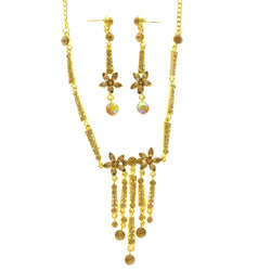 Mi Amore Flower Adjustable Necklace-Earring-Set Gold-Tone
