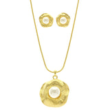 Mi Amore Necklace-Earring-Set Gold-Tone/White