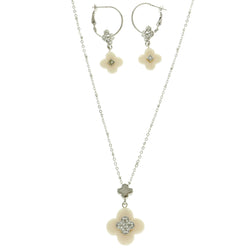Mi Amore Necklace-Earring-Set Silver-Tone/White
