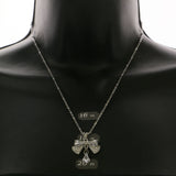 Mi Amore Bow Necklace-Earring-Set Silver-Tone