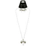 Mi Amore Bow Necklace-Earring-Set Silver-Tone