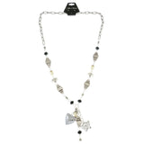 Mi Amore Heart Butterfly Pendant-Necklace Multicolor & Silver-Tone