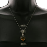 Mi Amore Necklace-Earring-Set Orange/Silver-Tone