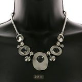 Mi Amore Necklace-Earring-Set Silver-Tone/Black
