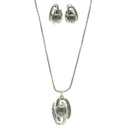 Mi Amore Necklace-Earring-Set Silver-Tone/Gray